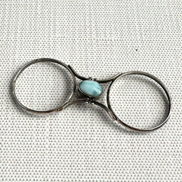 Larimar and Amber Silver Flip Ring Size 9.5 - Picture 9 of 14